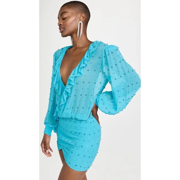 Retrofete Lennon Crystal Mini Dress in Blue Atoll XSmall New Cocktail Womens - Picture 15 of 16